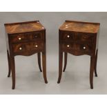 A pair of mahogany bedside drawers. 67 cm high.