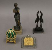 A small quantity of miscellaneous items, including a brass figure, an icon, etc.