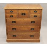 A large Victorian oak chest of drawers. 114.5 cm wide.
