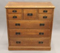 A large Victorian oak chest of drawers. 114.5 cm wide.