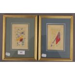 Two WWI silk embroidered post cards, both framed.