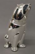 A silver plated polar bear form cocktail shaker. 26 cm high.