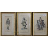 Three 19th century coloured ethnographical prints, each framed and glazed. The largest 20.5 x 13 cm.
