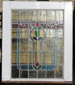 An early 20th century leaded stained glass window. 85 x 92 cm.