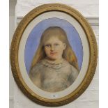 A Victorian pastel portrait of a young girl,