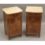 A pair of inlaid pot cupboards. Each 38.5 cm wide.