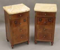 A pair of inlaid pot cupboards. Each 38.5 cm wide.