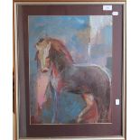 Horse Study, oil and acrylic, indistinctly signed, framed and glazed. 36.5 x 48 cm.