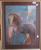 Horse Study, oil and acrylic, indistinctly signed, framed and glazed. 36.5 x 48 cm.