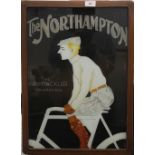 A reverse painted glass sign for The Northampton Cycle Co, Northampton Massachusetts. 58 x 41 cm.