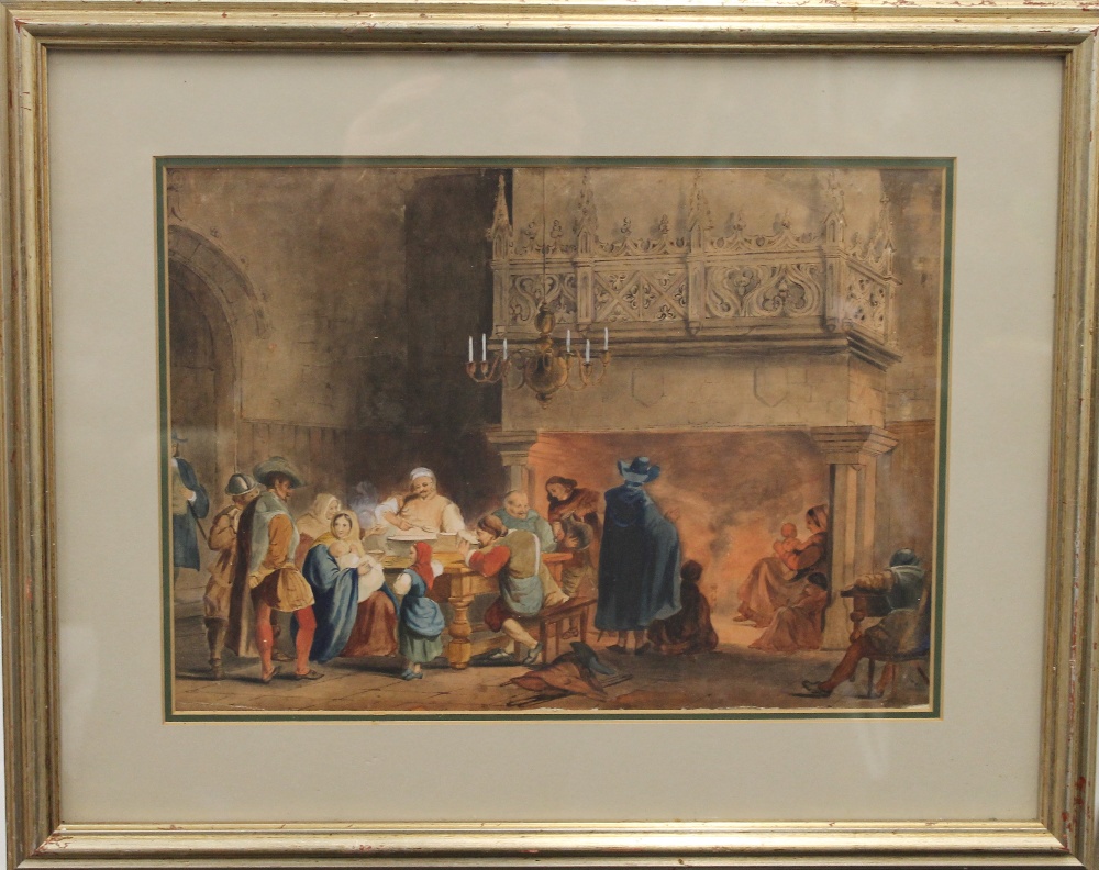 After GEORGE CATAMOLE, The Banquet Hall, watercolour, signed WARDEN, framed and glazed. 35 x 25.