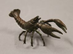 A bronze model of a crayfish. 9.5 cm long.