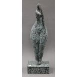 A patinated bronze abstract model of curvaceous girl. 61.5 cm high.