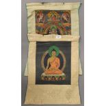 Two Tibetan scrolls. Each approximately 39 x 52 cm.