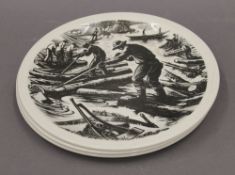 Three Wedgwood plates 'New England Industries'. 26.5 cm diameter.