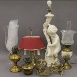 A collection of various lamps