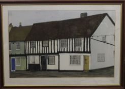 Two watercolours, Thaxted Guildhall and Castle Street signed Fitzsimmons, each framed and glazed.