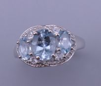 A silver dress ring. Ring size O/P.