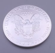 A 2019 USA silver dollar coin