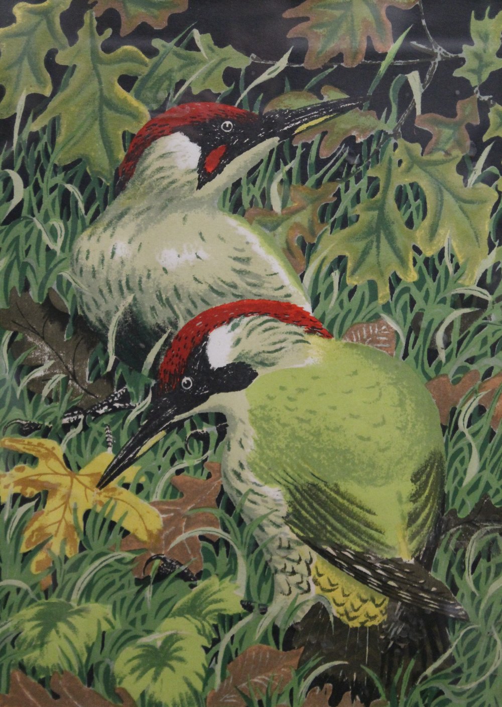 JOHN TENNENT, Green Woodpeckers, limited edition print, numbered 8/65, signed and dated 1970,