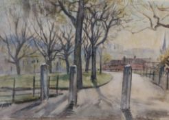 PETER WALBOURN (1910-2002) British, Hilly Fields SW4 in Spring, pastel, framed and glazed. 27.