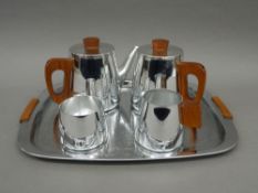 A Sona 1960s plated tea set on tray