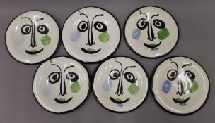 After PABLO PICASSO (1881-1973) Spanish, Six hand painted plates, limited editions,