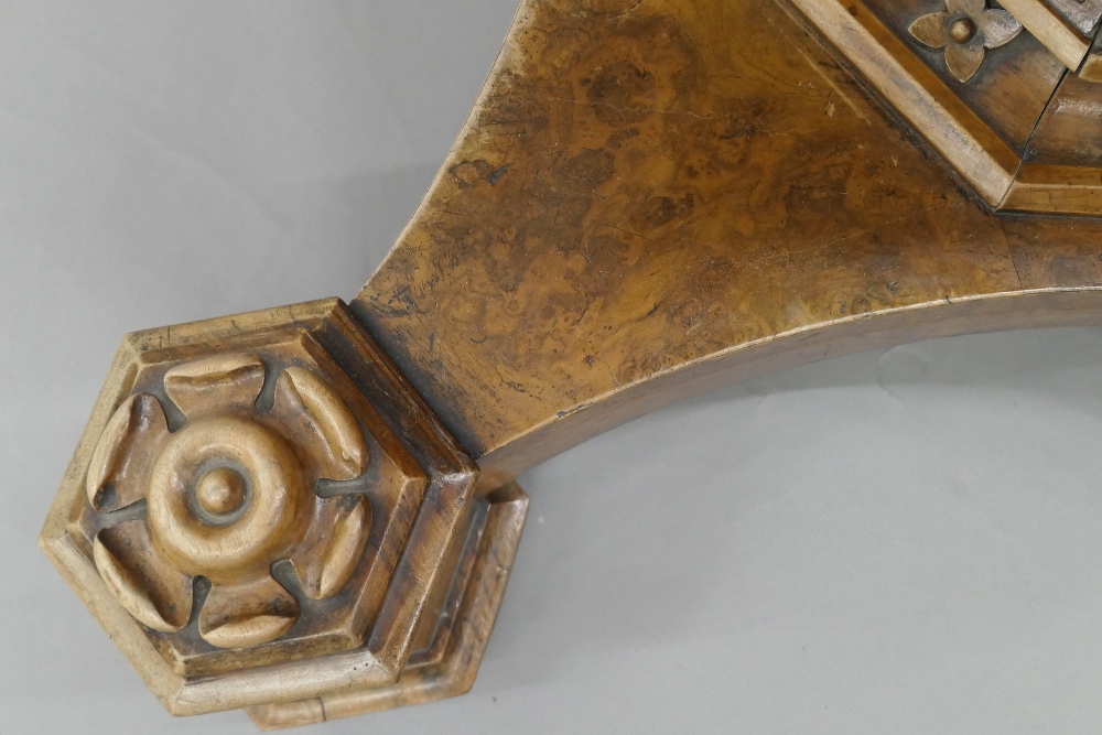 A Victorian burr walnut octagonal loo table. 144 cm wide. - Image 14 of 24