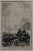 Two First World War sepia and ink pictures by Eugene Fuller, signed and dated 1917, Mount Kemmel,