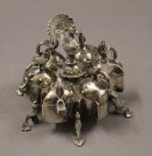 An unmarked Indian silver spice box. 13 cm diameter.