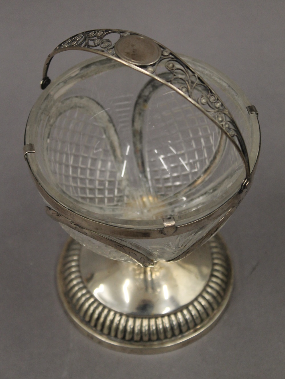 An early silver glass lined basket. 18.5 cm high. - Image 3 of 4