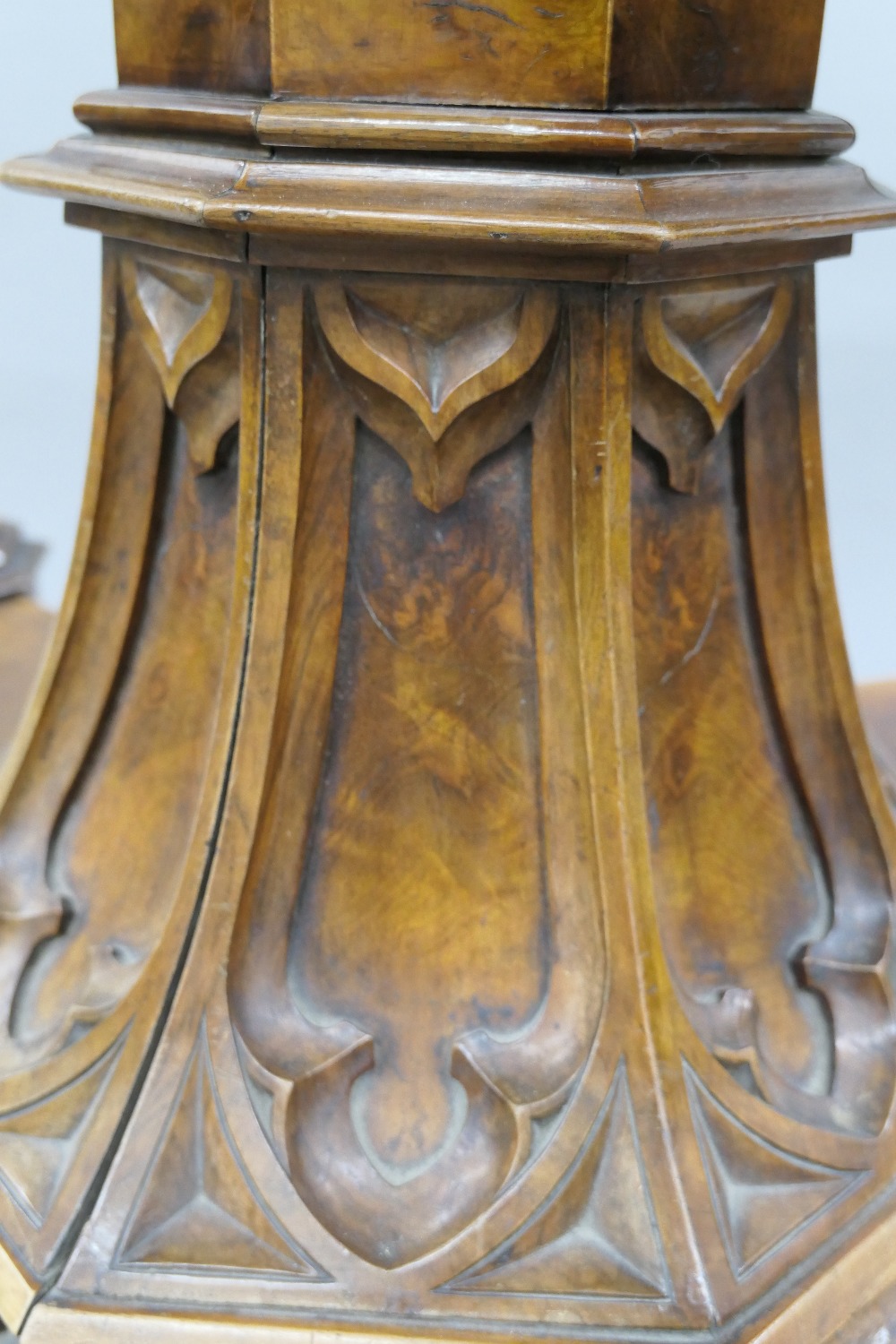 A Victorian burr walnut octagonal loo table. 144 cm wide. - Image 10 of 24