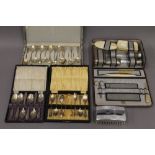 A travelling dressing set and three sets of plated teaspoons