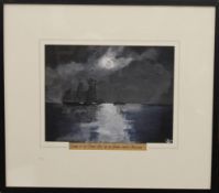 C MORRIS, Sinking of the ''Conway Castle'' by the German Cruiser ''Dresden'', gouache,