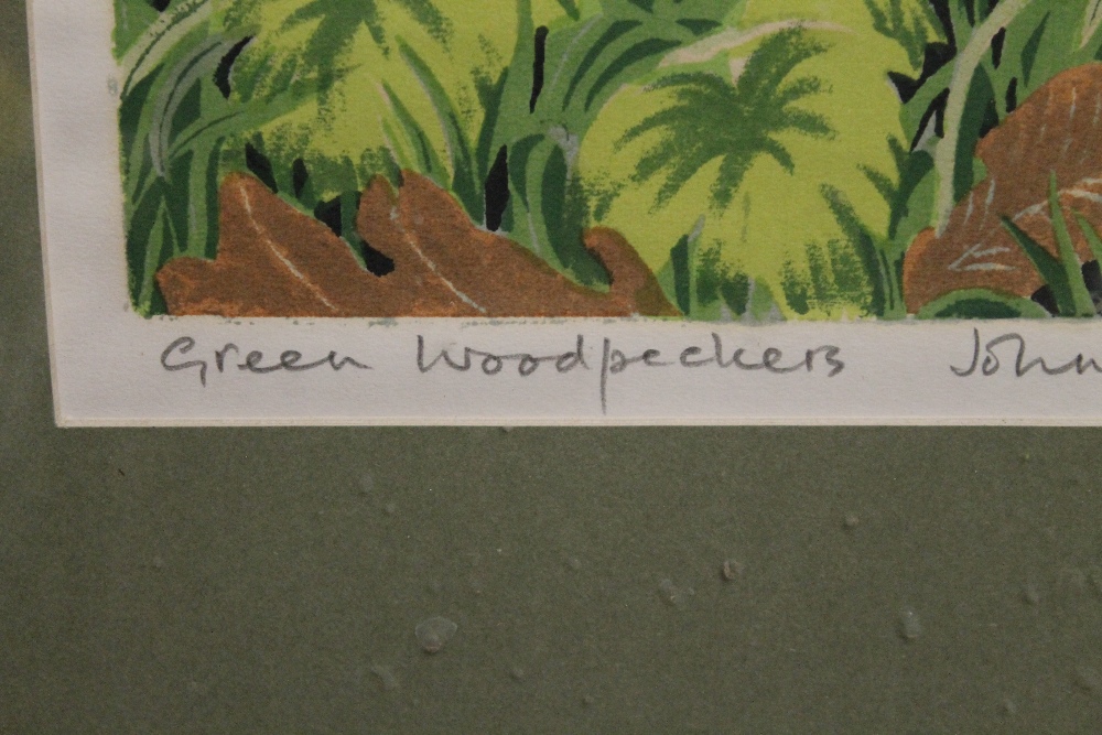 JOHN TENNENT, Green Woodpeckers, limited edition print, numbered 8/65, signed and dated 1970, - Image 2 of 5