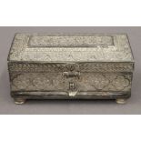 An Eastern, possibly Persian, unmarked silver rectangular box. 13.5 cm wide. 11.2 troy ounces.