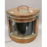 A copper ship's starboard light (converted). 38 cm high.