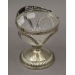 An early silver glass lined basket. 18.5 cm high.