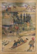 Two early 20th century educational scrolls, Scenes in Other Lands, Japan and Canada.