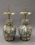 A pair of Chinese porcelain lamps. 60 cm high.