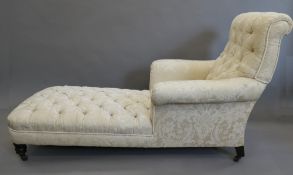 A Victorian button upholstered day bed. Approximately 175 cm long.