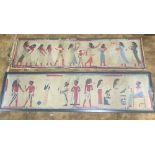 A pair of 19th century sailor's work textile panels depicting Egyptian figures.