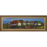 20TH CENTURY SCHOOL, Coastal Cottages, oil on board, indistinctly signed, framed. 149.5 x 39 cm.
