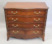 A pair of modern carved Serpentine chest of drawers. 108 cm wide.