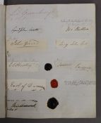 An album containing various 18th/19th century wax seals and signatures. 18.5 x 23 cm.