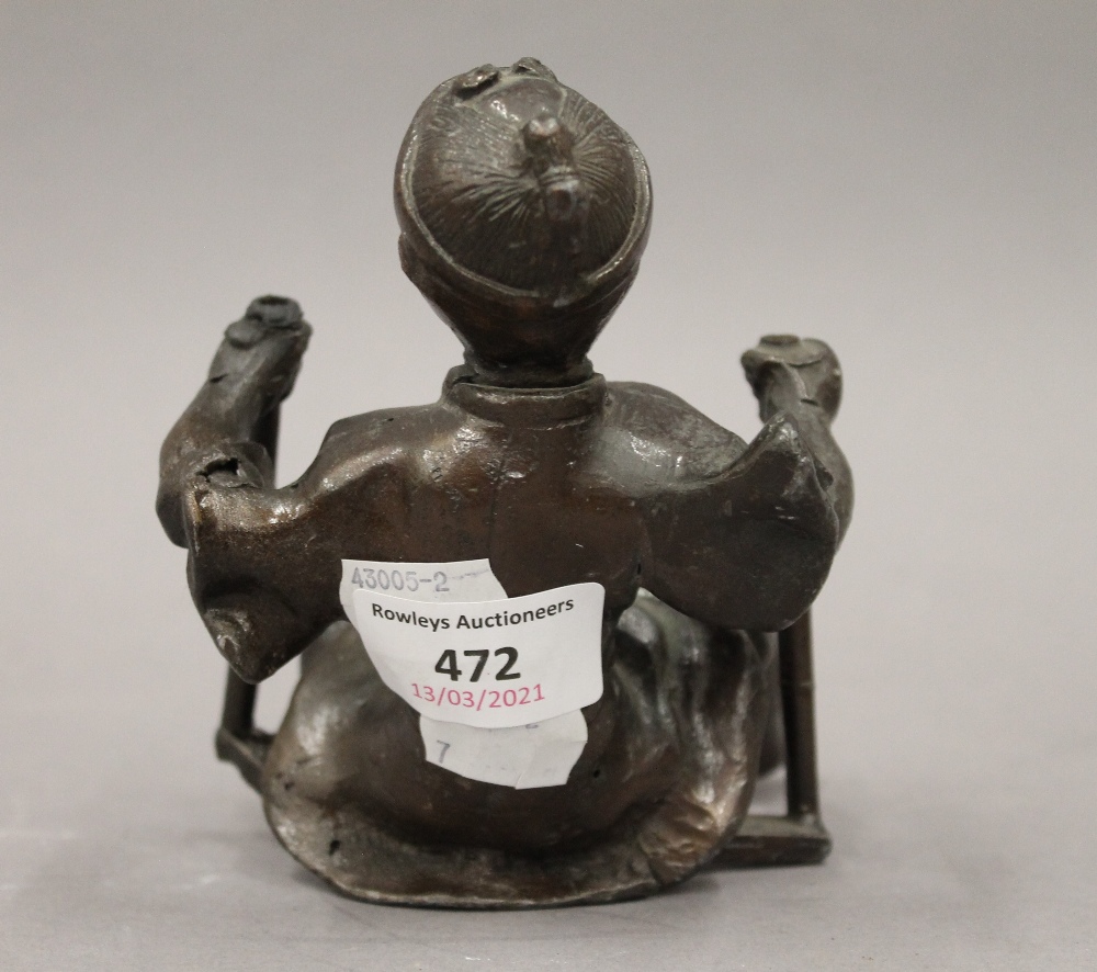 A Japanese bronzed metal figure. 18 cm high. - Image 3 of 3