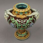 A Victorian Copeland Majolica vase. 19 cm high.