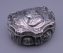 A 19th century Continental silver snuff box. 8.5 cm wide.