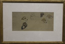 SIR GEORGE PIRIE (1863-1946) Scottish, Study of Beagles, watercolour and pencil, framed and glazed.