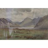 R REDFERN (19th/20th century) British, Sheep in a Highland Landscape, watercolour,